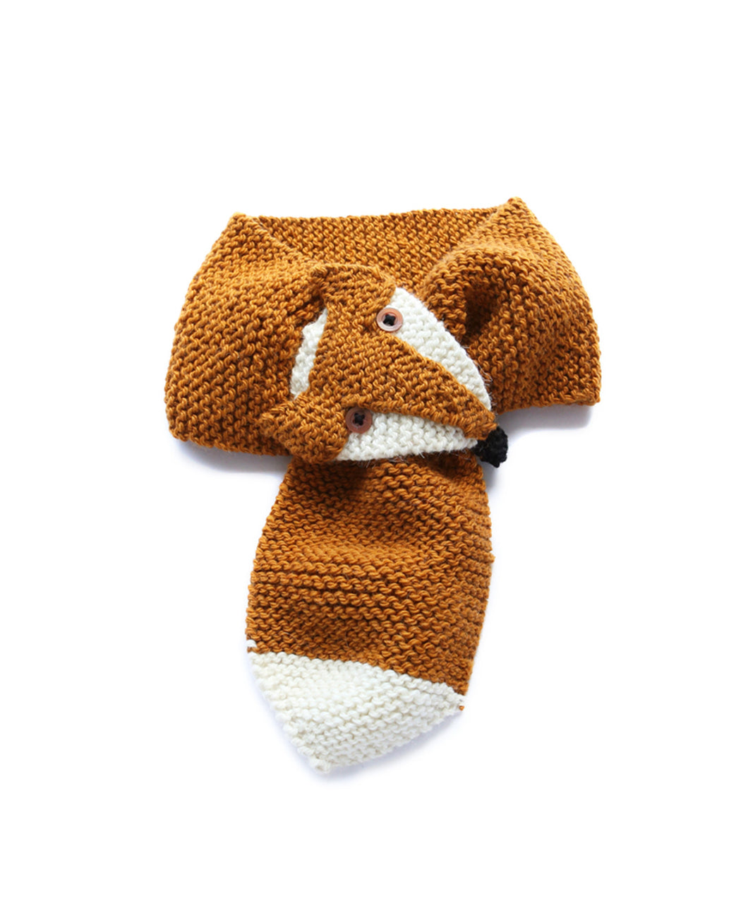Boys and girls hand knitted merino fox scarf made in UK
